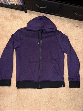 Tony Hawk Men's Purple Full-Zip Hooded Sweater with Black Trim